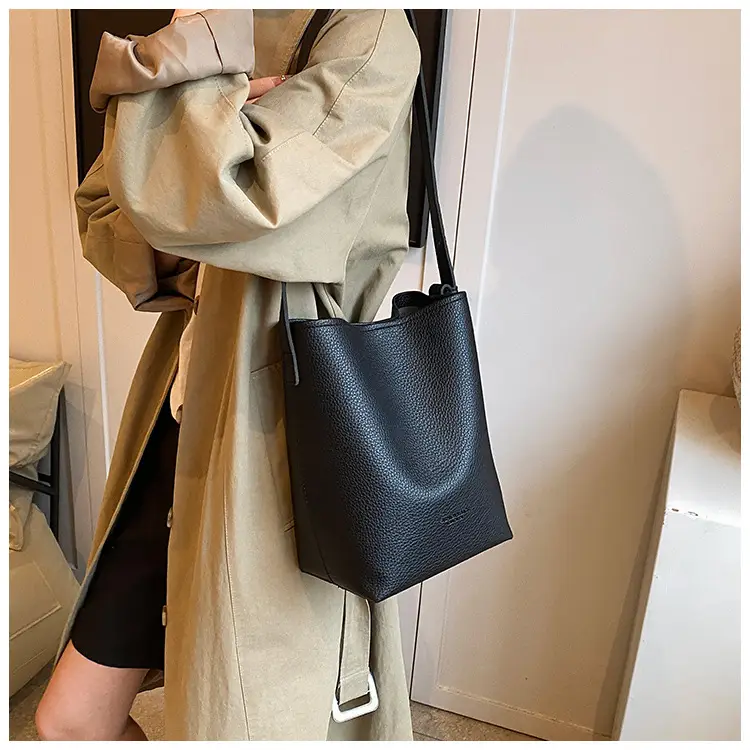2025 Women's Soft Leather Bucket Bag Single Shoulder Crossbody Set — feature 16