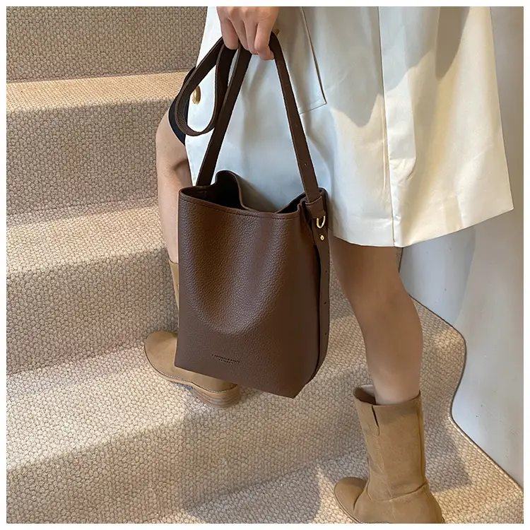 2025 Women's Soft Leather Bucket Bag Single Shoulder Crossbody Set — feature 25