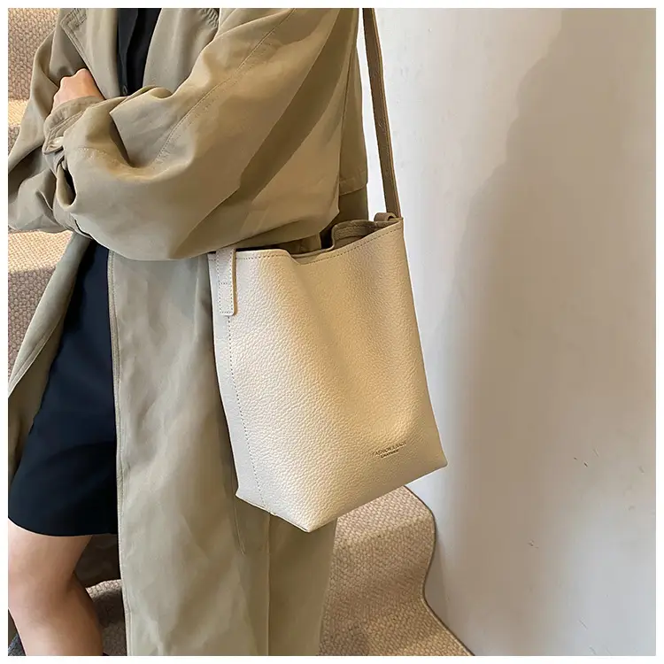 2025 Women's Soft Leather Bucket Bag Single Shoulder Crossbody Set — feature 31
