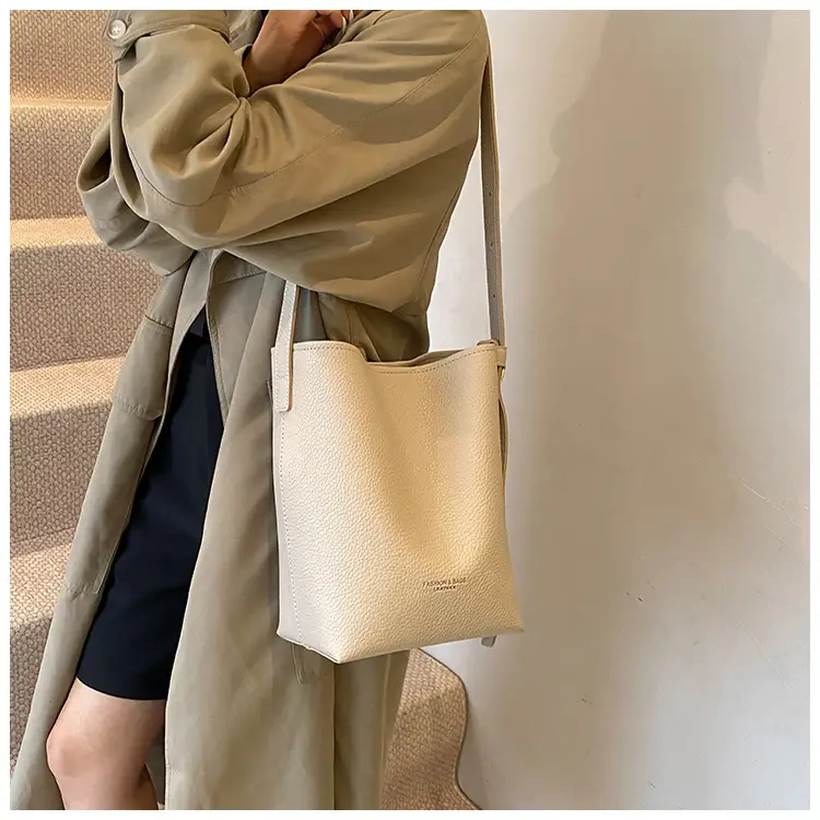 2025 Women's Soft Leather Bucket Bag Single Shoulder Crossbody Set — feature 33