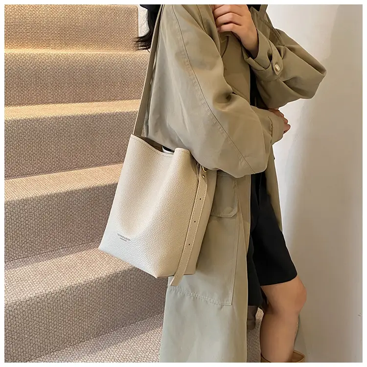 2025 Women's Soft Leather Bucket Bag Single Shoulder Crossbody Set — feature 34