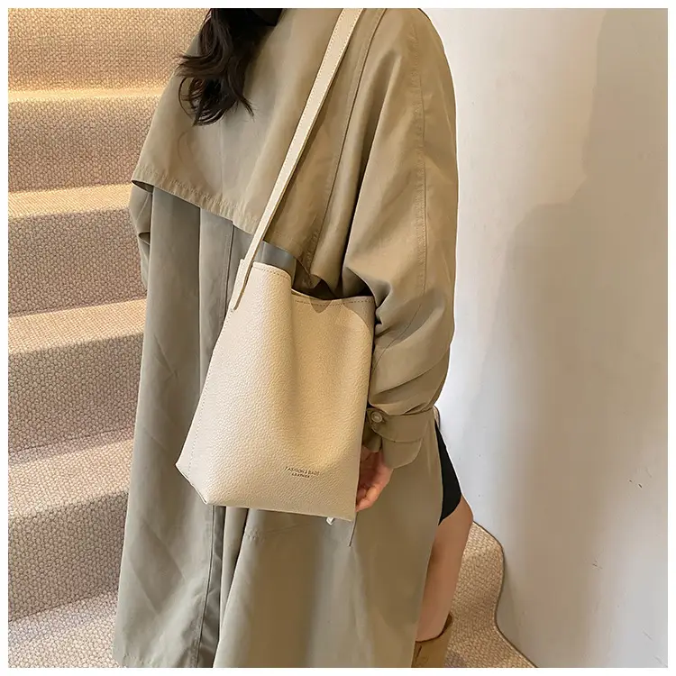 2025 Women's Soft Leather Bucket Bag Single Shoulder Crossbody Set — feature 35