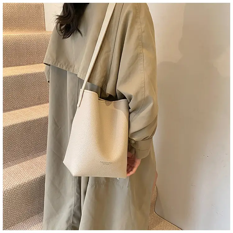 2025 Women's Soft Leather Bucket Bag Single Shoulder Crossbody Set — feature 36