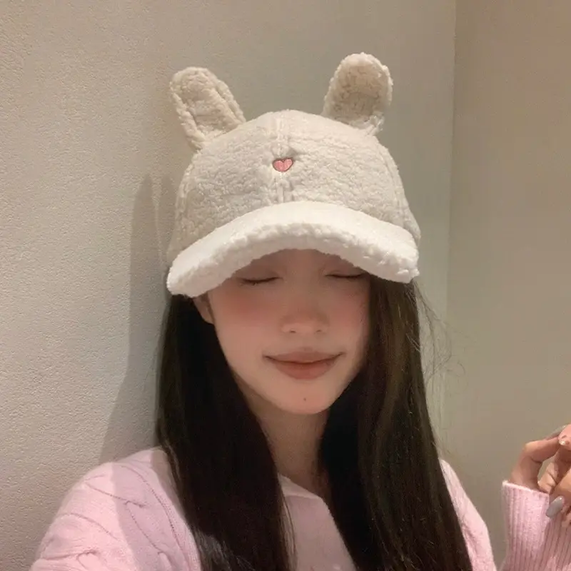 Women Wool Bunny Cap Autumn Winter Warm Plush - Image 4