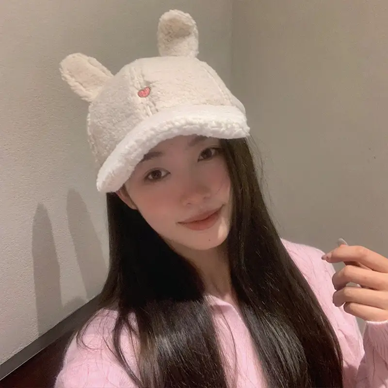Women Wool Bunny Cap Autumn Winter Warm Plush - Image 5