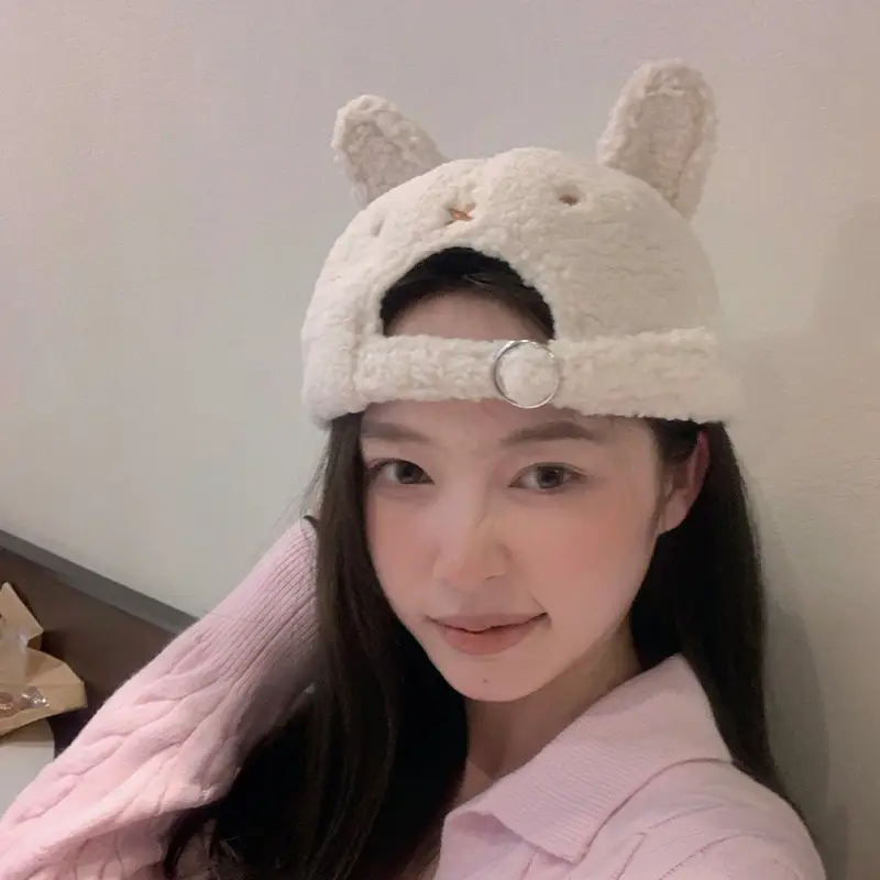 Women Wool Bunny Cap Autumn Winter Warm Plush - Image 6