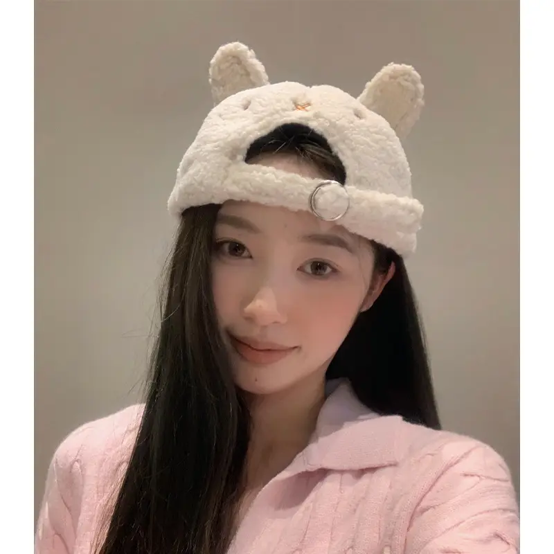 Women Wool Bunny Cap Autumn Winter Warm Plush - Image 7