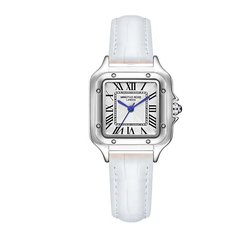 MT Women's Square Watch Leather Strap Waterproof Elegant Fashion - Image 2