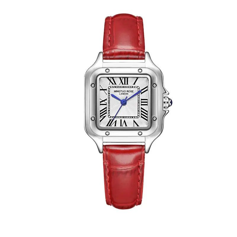 MT Women's Square Watch Leather Strap Waterproof Elegant Fashion - Image 3