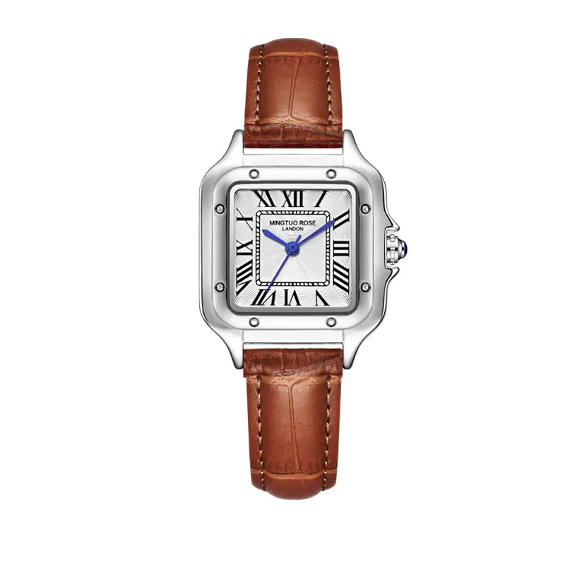 MT Women's Square Watch Leather Strap Waterproof Elegant Fashion - Image 4