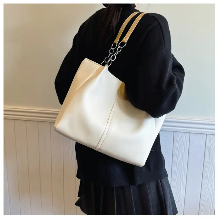 Women's Cream Textile Shoulder Tote Bag Large Capacity — feature 14