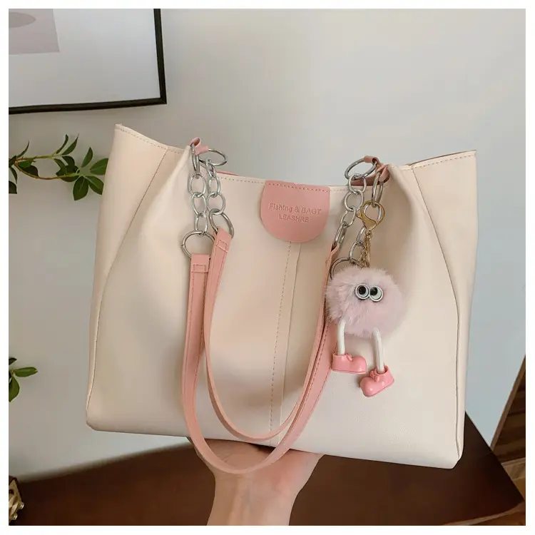 Women's Cream Textile Shoulder Tote Bag Large Capacity — feature 22