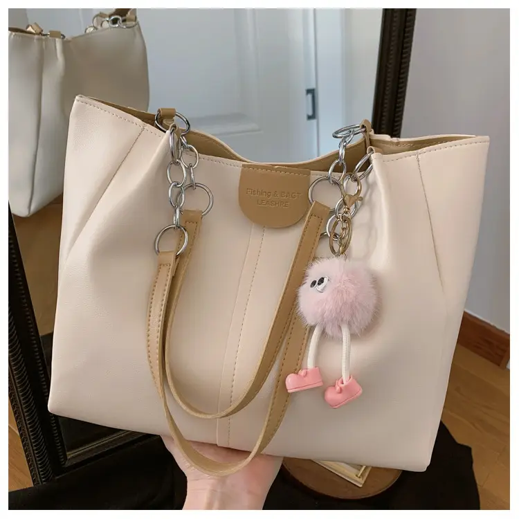 Women's Cream Textile Shoulder Tote Bag Large Capacity — feature 23