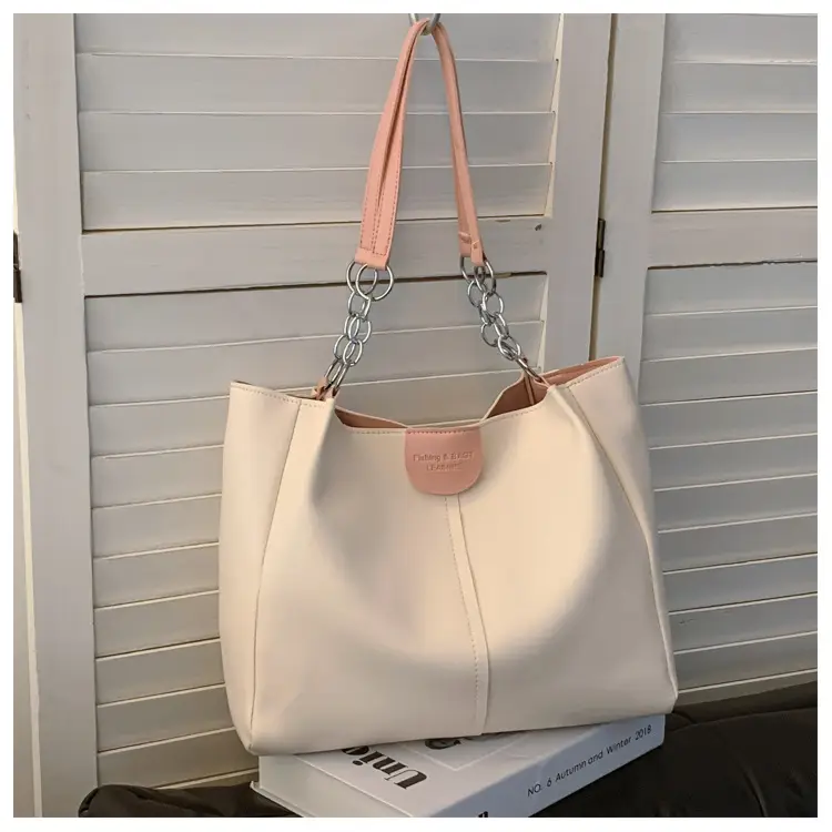 Women's Cream Textile Shoulder Tote Bag Large Capacity — feature 24