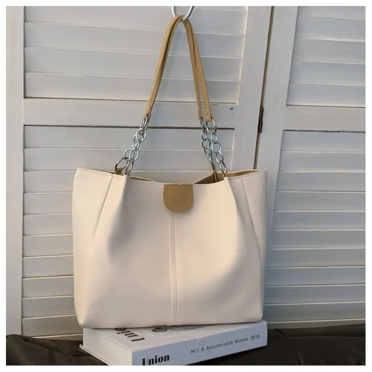 Women's Cream Textile Shoulder Tote Bag Large Capacity — feature 25