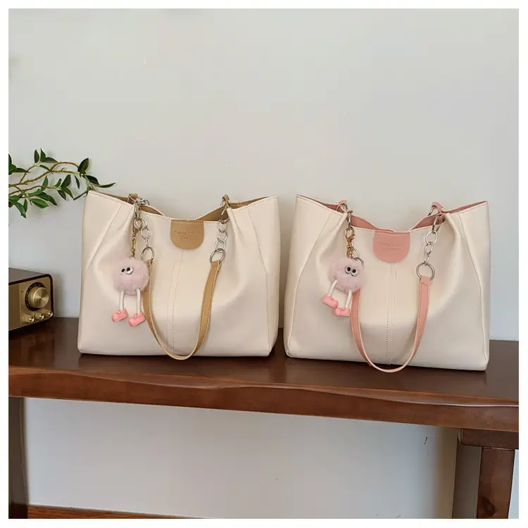 Women's Cream Textile Shoulder Tote Bag Large Capacity — feature 26
