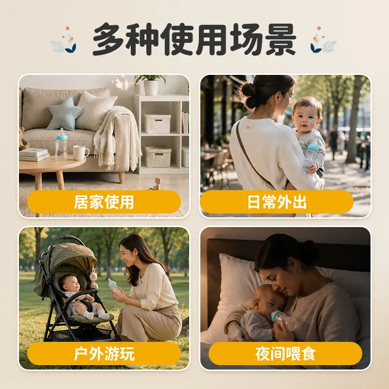 New Baby Bottle Set, Newborn Wide-Mouth Bottle Gift Box, Four-Piece Set, Anti-Fall, Anti-Flatulence Plastic Pp Bottle