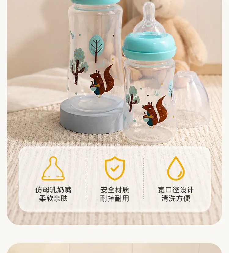 New Baby Bottle Set, Newborn Wide-Mouth Bottle Gift Box, Four-Piece Set, Anti-Fall, Anti-Flatulence Plastic Pp Bottle — feature 8