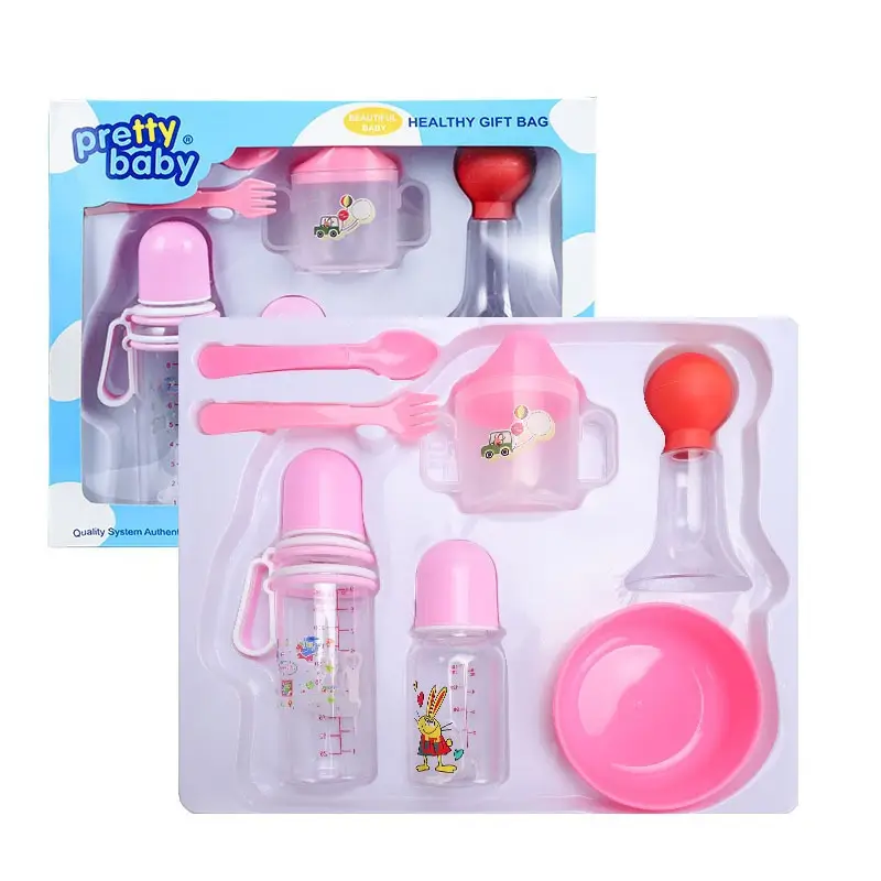 New Baby Bottle Set, Newborn Wide-Mouth Bottle Gift Box, Four-Piece Set, Anti-Fall, Anti-Flatulence Plastic Pp Bottle