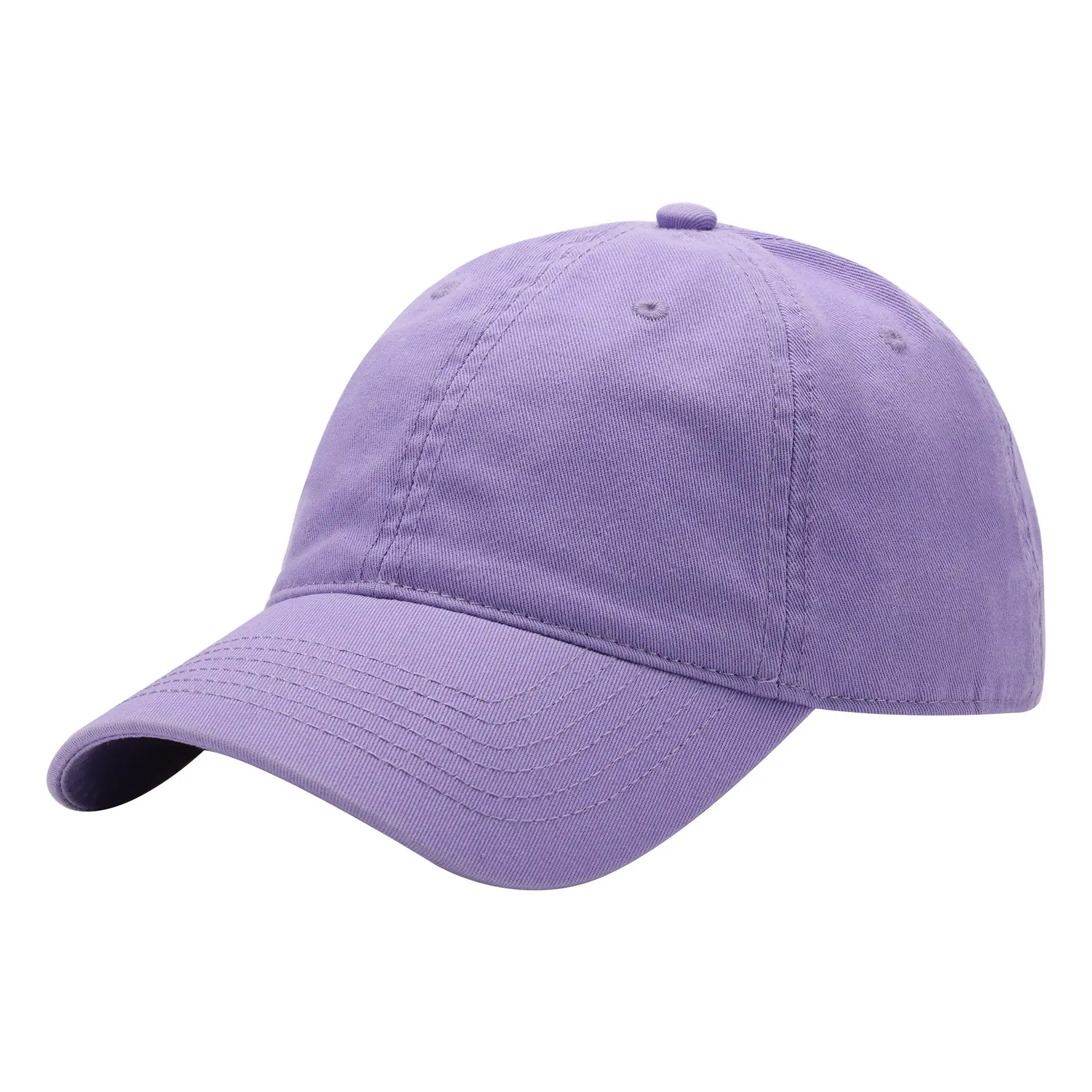 Light Blue Baseball Cap Cotton Solid Plate - Image 17