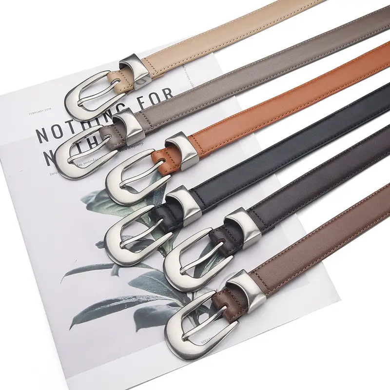 Women's Genuine Leather Pin Buckle Belt with Pants - Image 10