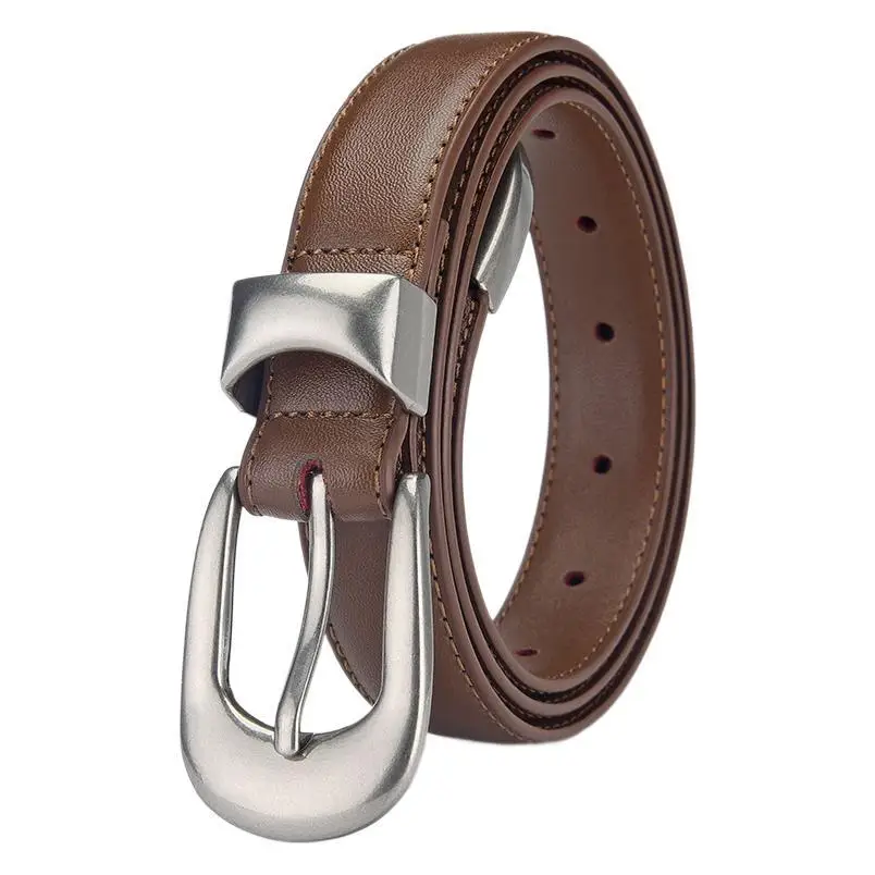 Women's Genuine Leather Pin Buckle Belt with Pants - Image 11