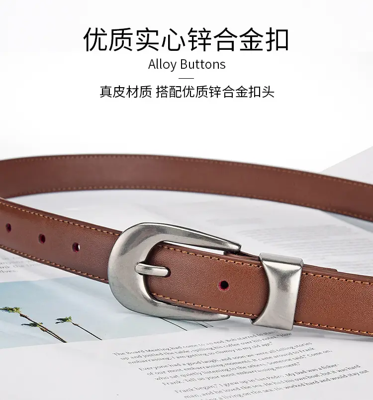 Women's Genuine Leather Pin Buckle Belt with Pants — feature 15
