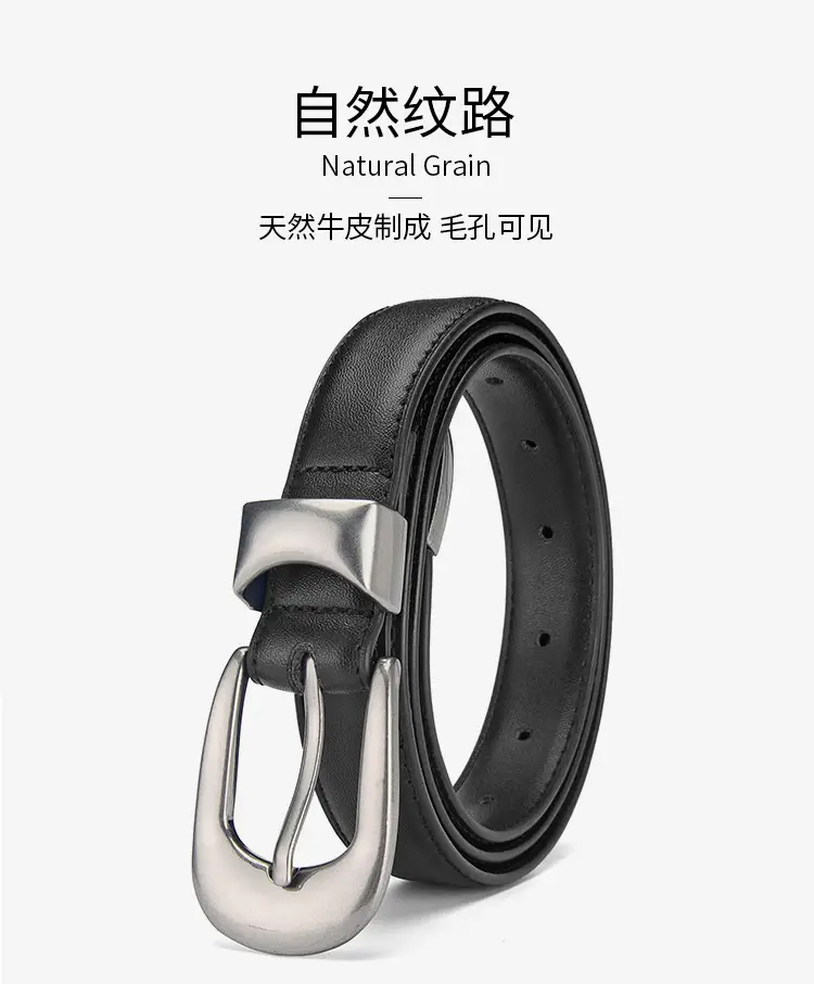 Women's Genuine Leather Pin Buckle Belt with Pants — feature 19