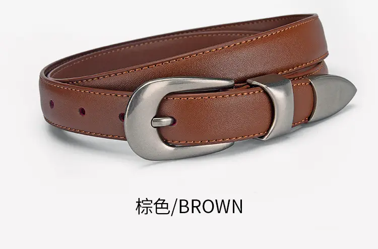 Women's Genuine Leather Pin Buckle Belt with Pants — feature 21