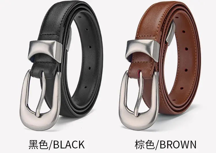 Women's Genuine Leather Pin Buckle Belt with Pants — feature 26