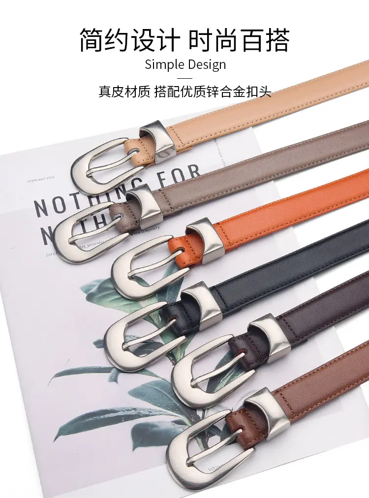 Women's Genuine Leather Pin Buckle Belt with Pants — feature 9