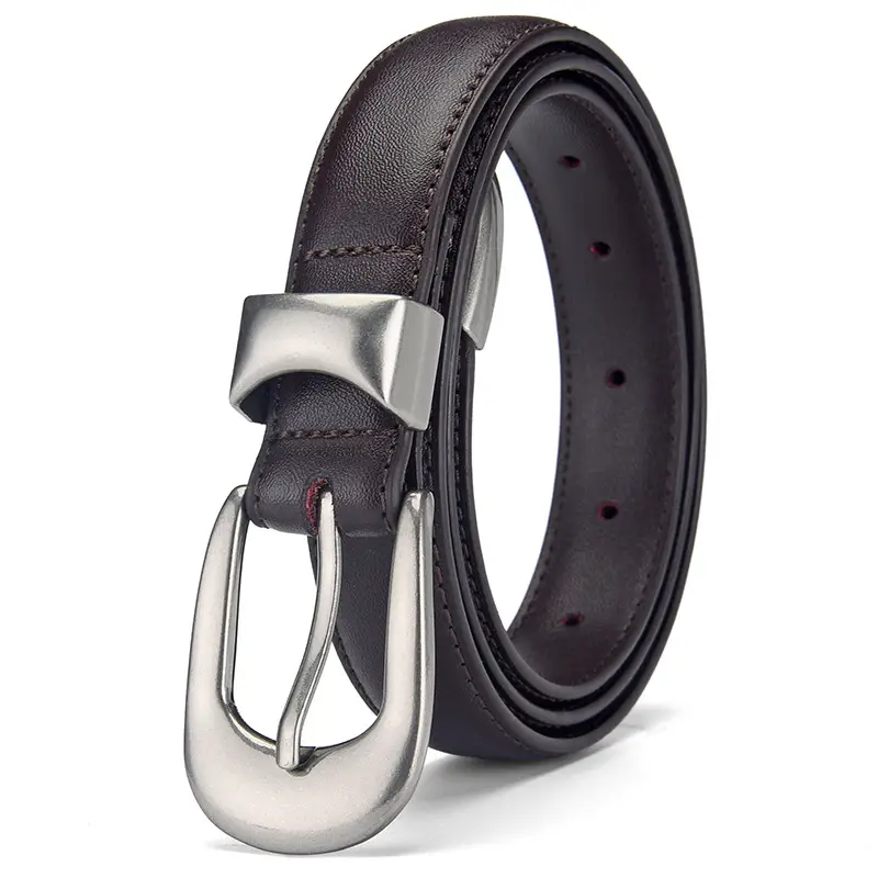 Women's Genuine Leather Pin Buckle Belt with Pants - Image 2