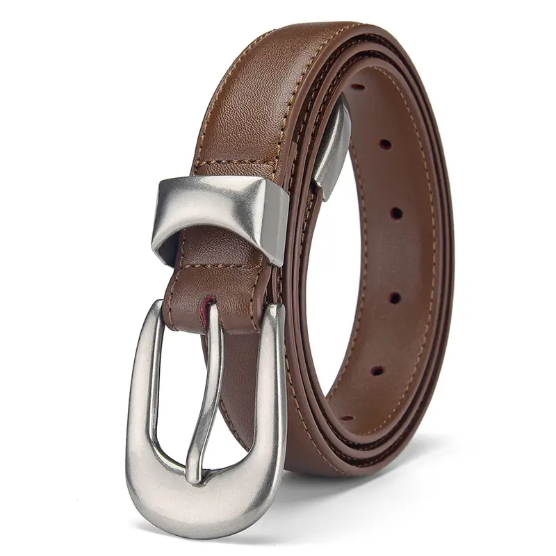 Women's Genuine Leather Pin Buckle Belt with Pants - Image 3