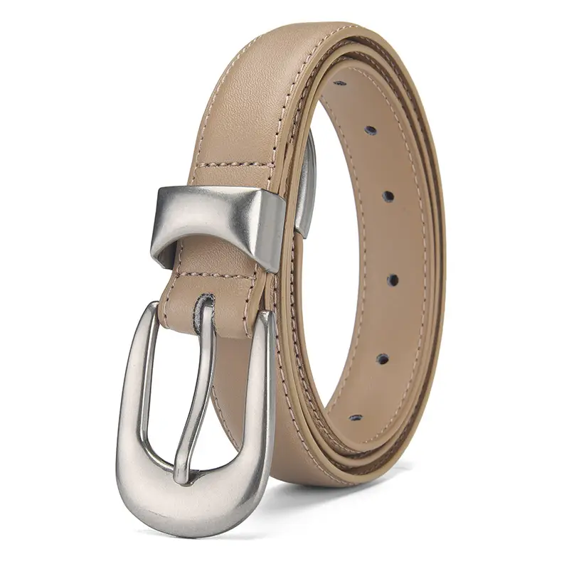 Women's Genuine Leather Pin Buckle Belt with Pants - Image 4