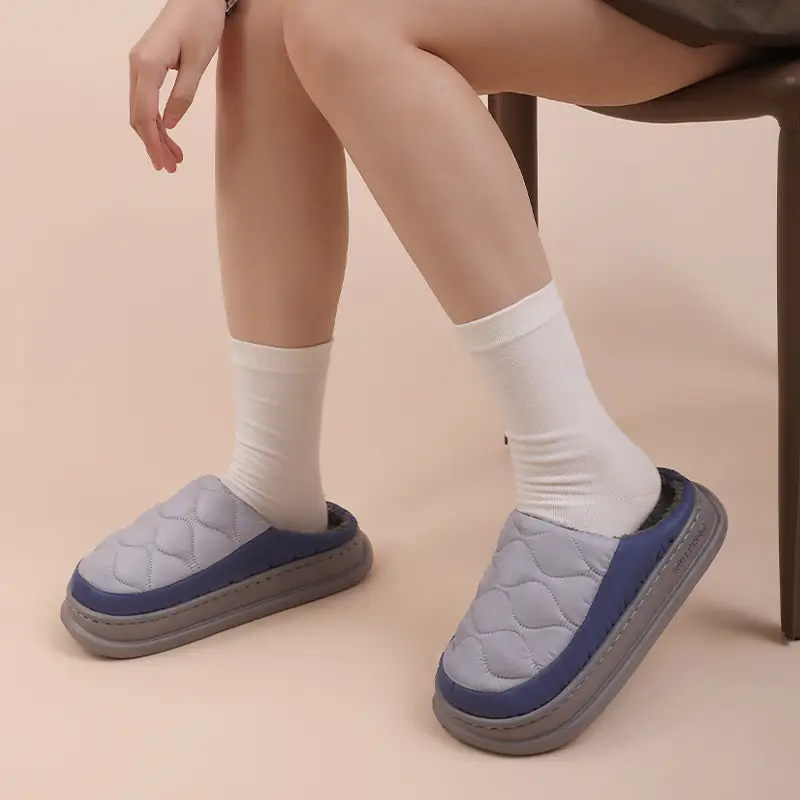 Winter Waterproof Cotton Slippers for Men Women Soft Warm Indoor Home - Image 8