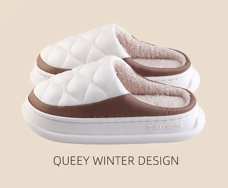 Winter Waterproof Cotton Slippers for Men Women Soft Warm Indoor Home — feature 2