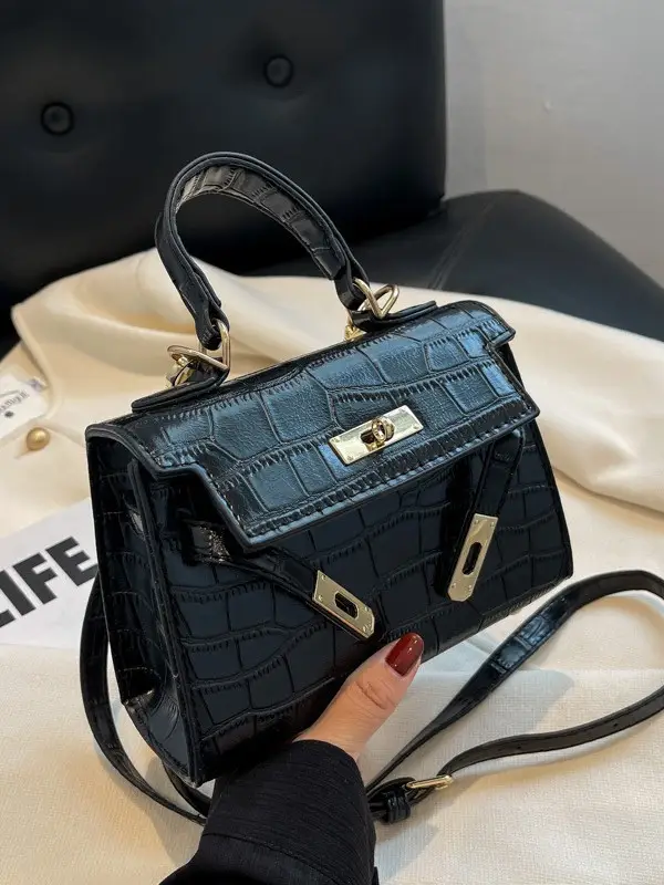 White Croc Leather Shoulder Bag for Women 2024 - Image 6