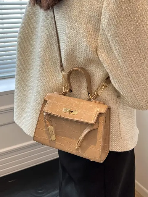 White Croc Leather Shoulder Bag for Women 2024 - Image 7