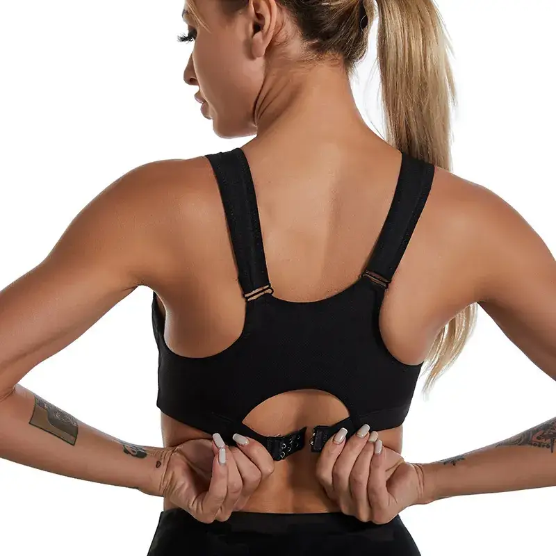 Wire-Free Sports Bra Large Size Front Zipper Push-Up Breathable - Image 10