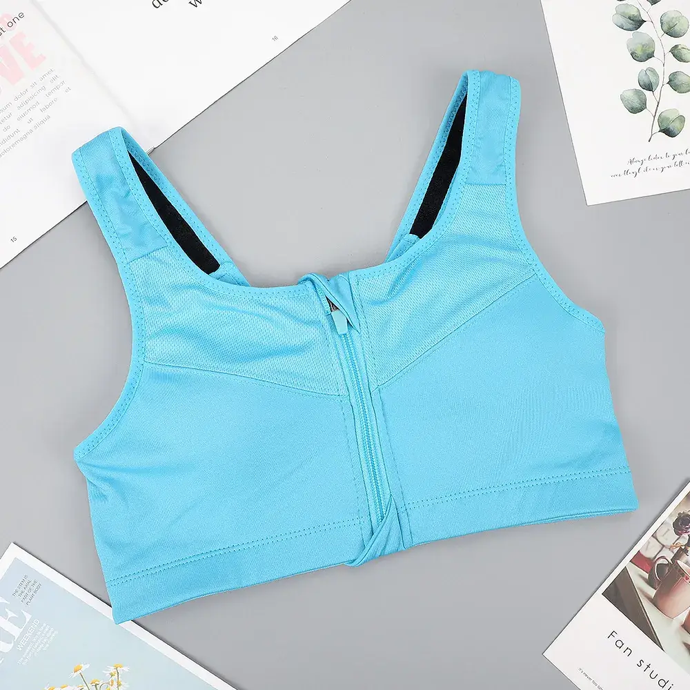 Wire-Free Sports Bra Large Size Front Zipper Push-Up Breathable - Image 3
