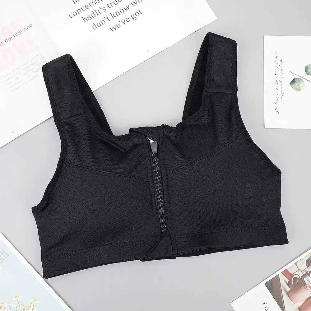 Wire-Free Sports Bra Large Size Front Zipper Push-Up Breathable - Image 4