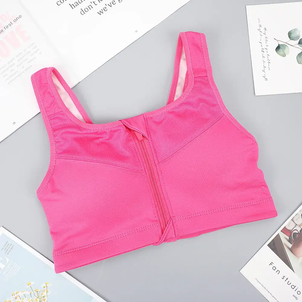 Wire-Free Sports Bra Large Size Front Zipper Push-Up Breathable - Image 6