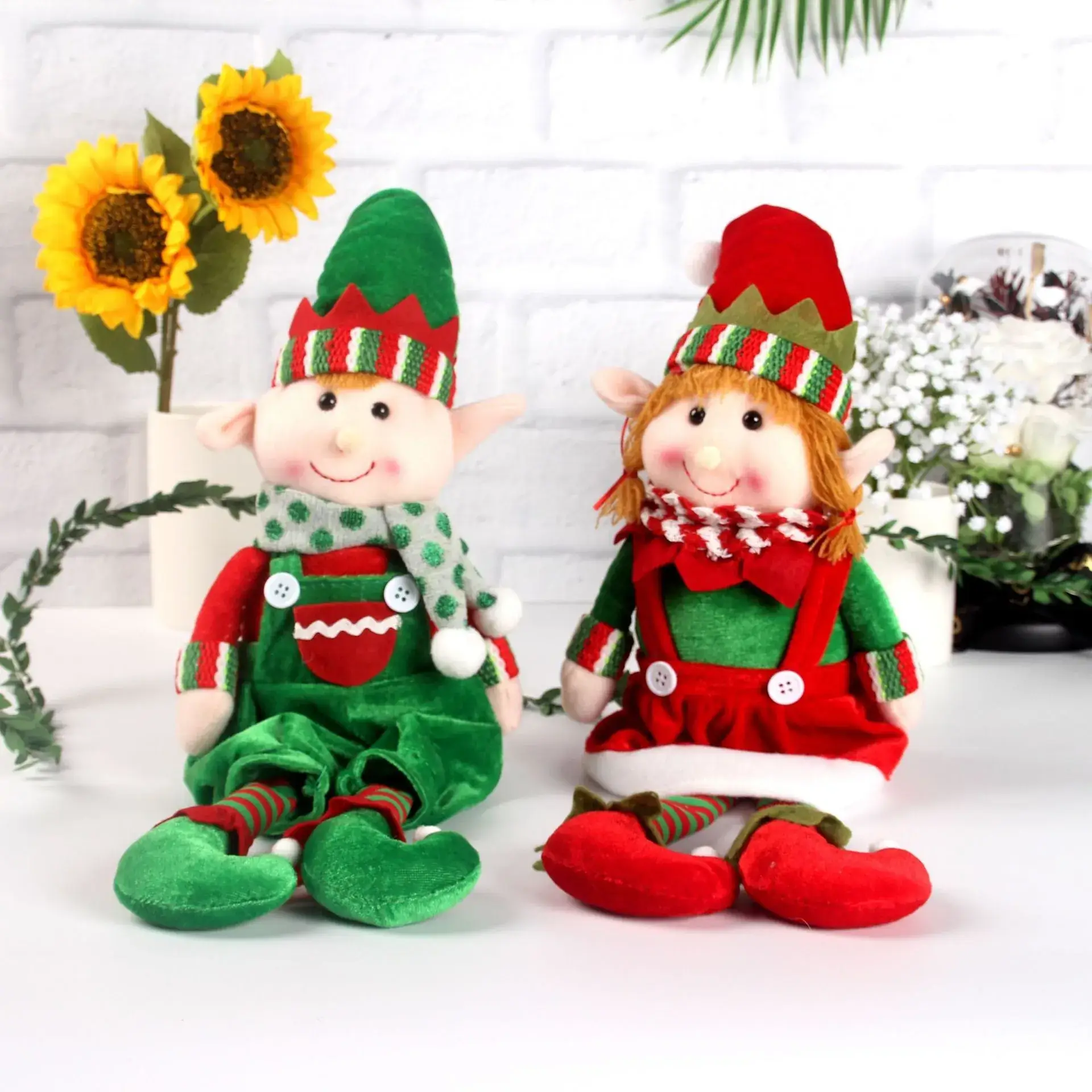 Christmas Leg-Hanging Elf Sitting Posture Figurine for Kids