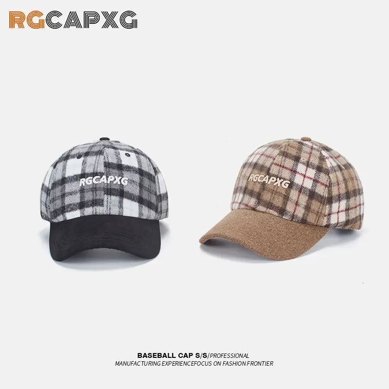 British Plaid Baseball Cap Men Women Contrast Ins - Image 3