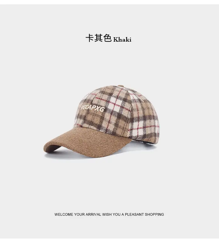 British Plaid Baseball Cap Men Women Contrast Ins — feature 12