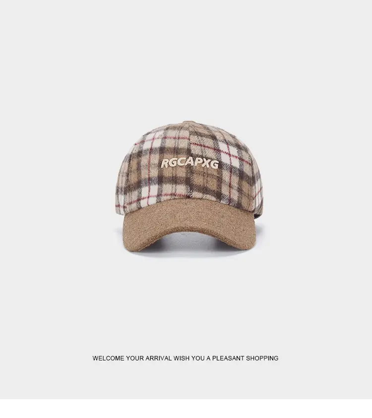 British Plaid Baseball Cap Men Women Contrast Ins — feature 13