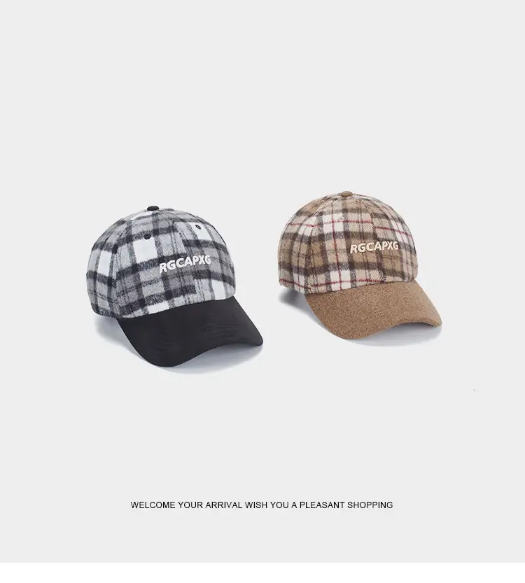 British Plaid Baseball Cap Men Women Contrast Ins — feature 14