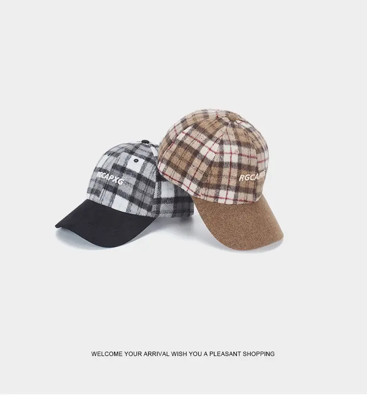 British Plaid Baseball Cap Men Women Contrast Ins — feature 15