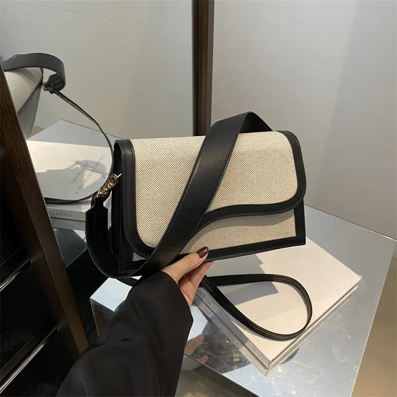 Women's Canvas Crossbody Bag Brown Grey 2024