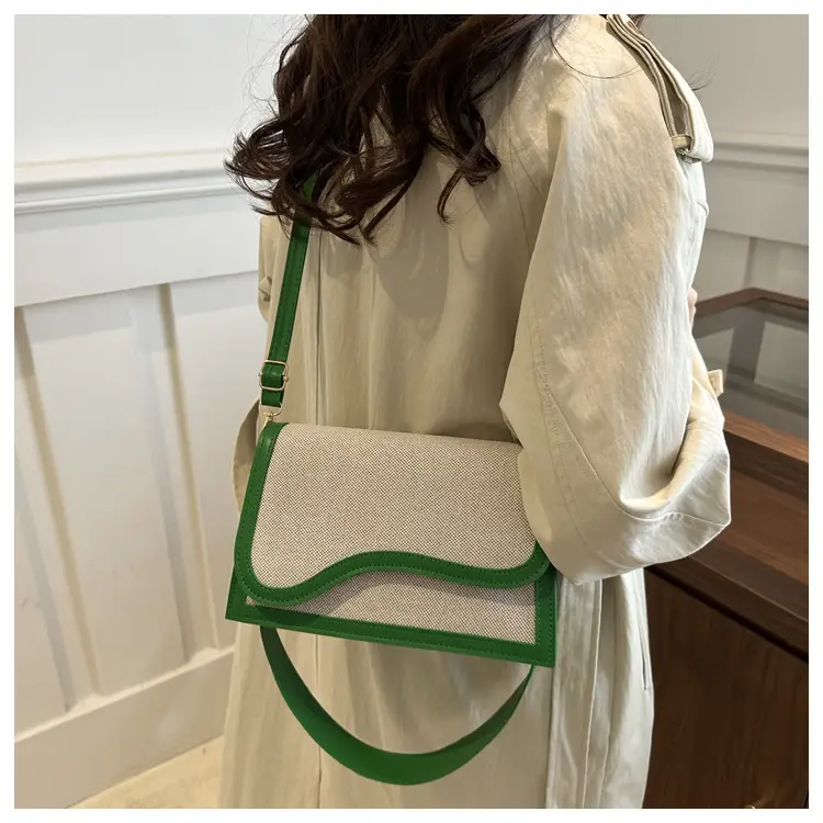 Women's Canvas Crossbody Bag Brown Grey 2024 — feature 12